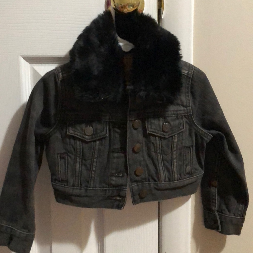 Ralph Lauren black jean jacket with faux fur